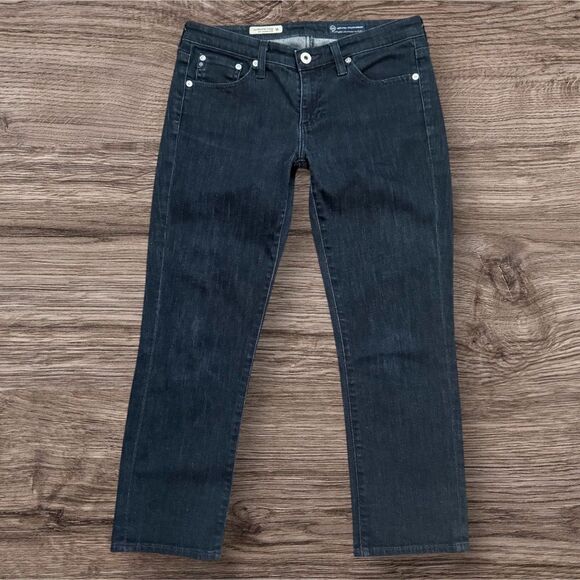 AG Adriano Goldschmied Stevie Crop Slim Straight Jeans Women’s Size 27R Black - Picture 1 of 7
